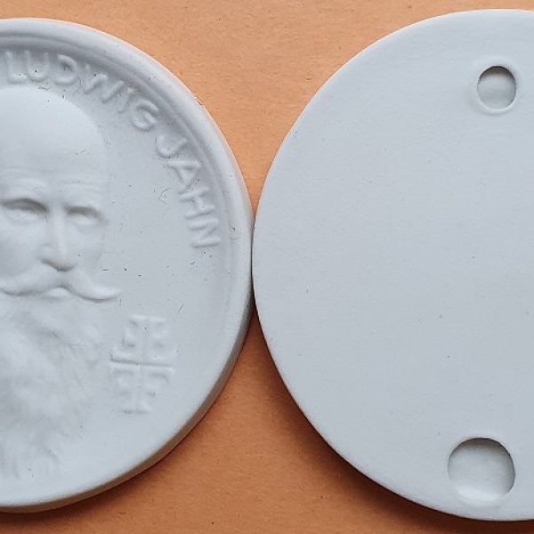 Porzellan Plakette von Turnvater Jahn